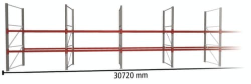 META Palletstelling MULTIPAL voor 99 pallets, 30720 mm breed, 3 opslagniveaus