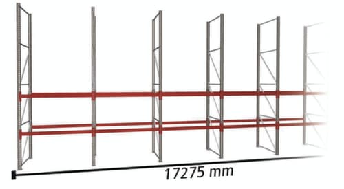 META Palletstelling MULTIPAL voor 54 pallets, 17275 mm breed, 3 opslagniveaus