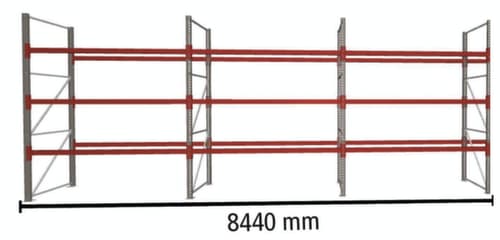 META Palletstelling MULTIPAL voor 36 pallets, 8440 mm breed, 4 opslagniveaus