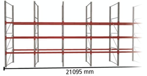 META Palletstelling MULTIPAL voor 88 pallets, 21095 mm breed, 4 opslagniveaus