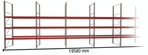 META Palletstelling MULTIPAL voor 84 pallets, 19580 mm breed, 4 opslagniveaus