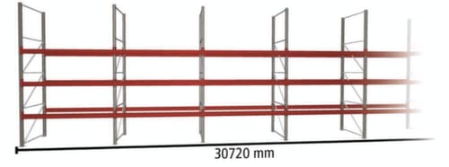 META Palletstelling MULTIPAL voor 132 pallets, 30720 mm breed, 4 opslagniveaus