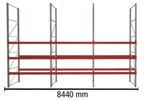 META Palletstelling MULTIPAL voor 36 pallets, 8440 mm breed, 4 opslagniveaus
