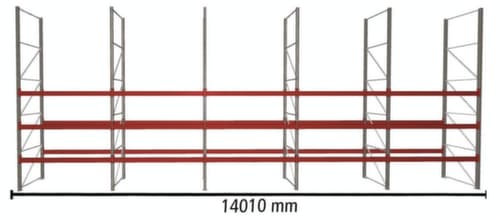 META Palletstelling MULTIPAL voor 60 pallets, 14010 mm breed, 4 opslagniveaus