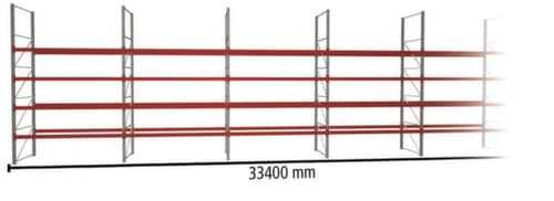 META Palletstelling MULTIPAL voor 180 pallets, 33400 mm breed, 5 opslagniveaus