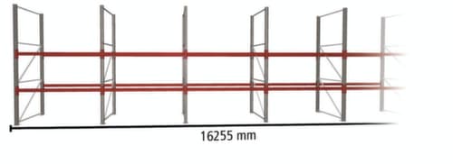 META Palletstelling MULTIPAL voor 28 pallets, 16255 mm breed, 2 opslagniveaus