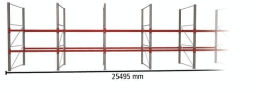 META Palletstelling MULTIPAL voor 44 pallets, 25495 mm breed, 2 opslagniveaus