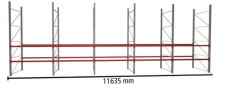 META Palletstelling MULTIPAL voor 30 pallets, 11635 mm breed, 3 opslagniveaus