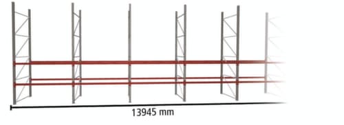 META Palletstelling MULTIPAL voor 36 pallets, 13945 mm breed, 3 opslagniveaus