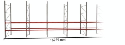 META Palletstelling MULTIPAL voor 42 pallets, 16255 mm breed, 3 opslagniveaus