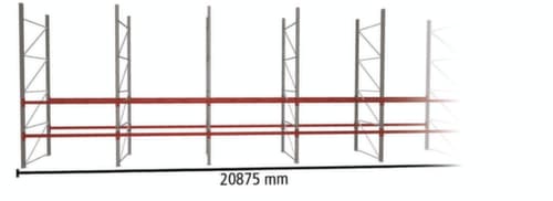 META Palletstelling MULTIPAL voor 54 pallets, 20875 mm breed, 3 opslagniveaus