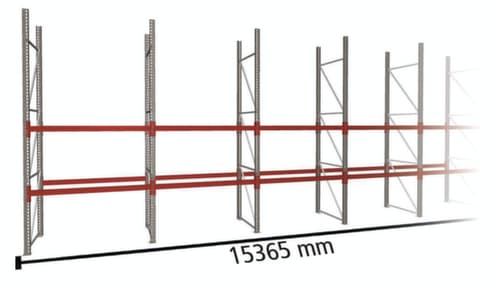 META Palletstelling MULTIPAL voor 72 pallets, 15365 mm breed, 3 opslagniveaus