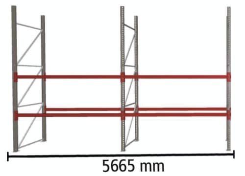 META Palletstelling MULTIPAL voor 18 pallets, 5665 mm breed, 3 opslagniveaus