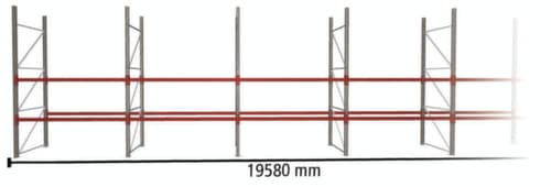 META Palletstelling MULTIPAL voor 63 pallets, 19580 mm breed, 3 opslagniveaus