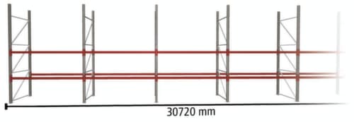META Palletstelling MULTIPAL voor 99 pallets, 30720 mm breed, 3 opslagniveaus