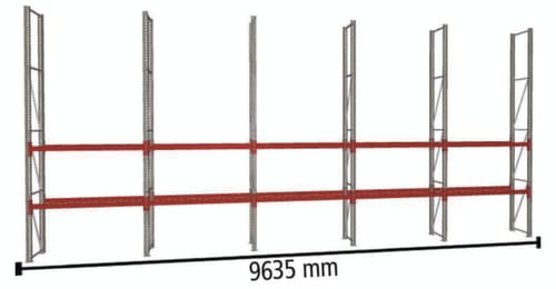 META Palletstelling MULTIPAL voor 20 pallets, 9635 mm breed, 4 opslagniveaus