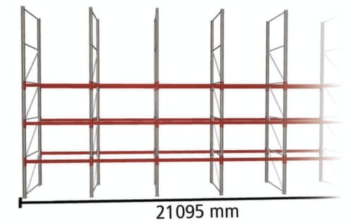 META Palletstelling MULTIPAL voor 44 pallets, 21095 mm breed, 4 opslagniveaus