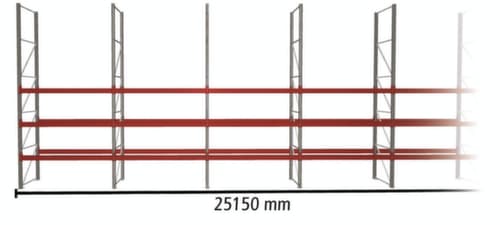 META Palletstelling MULTIPAL voor 72 pallets, 25150 mm breed, 4 opslagniveaus