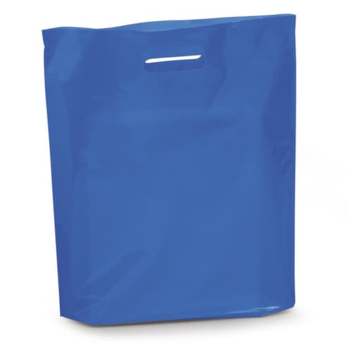 Blauwe plastic draagtas met gestanste handgrepen 38x8x44cm