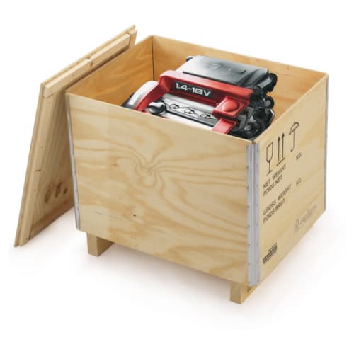 Kist van multiplex met houten onderstel Raja 78 x 58 x 60 cm