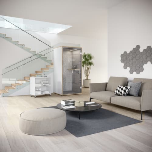 telefooncel Silent Space, hoogte x breedte 2175 x 1035 mm, wand grijs gemêleerd/wit