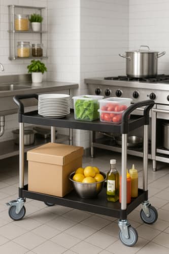 UDOBÄR Kunststof etagewagen 793x510 mm, draagvermogen 180 kg, 2 etages