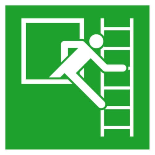 Bord voor vluchtroutesignalering SafetyMarking® nooduitgang met vluchtladder, sticker, lang nalichtend