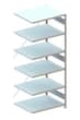 META Systeeminhaakstelling CLIP aanbouwsectie, hoogte x breedte x diepte 2500 x 1306 x 836 mm, 6 legborden