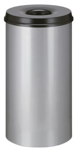 Zelfdovende prullenmand van staal, 50 l, aluminium, bovendeel zwart