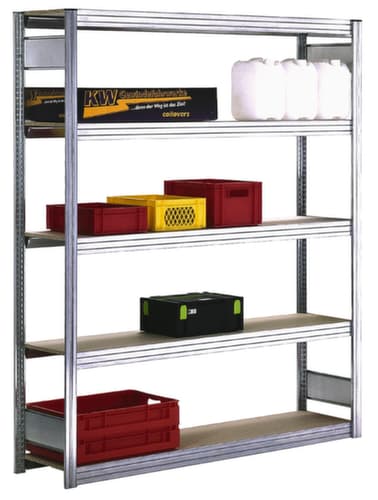 regalwerk Spaanplaten inhaakstelling met legborden, hoogte x breedte x diepte 2000 x 1751 x 326 mm, 5 legborden