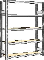 regalwerk Spaanplaten inhaakstelling met legborden, hoogte x breedte x diepte 2000 x 1751 x 326 mm, 5 legborden