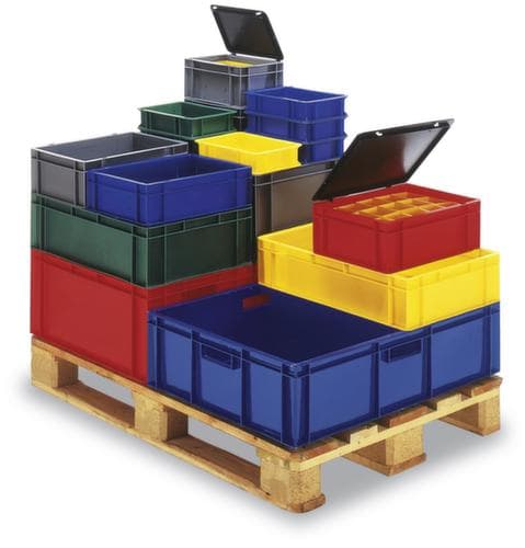 Euronorm-stapelbak gesloten wanden + bodem, blauw, inhoud 4,5 l
