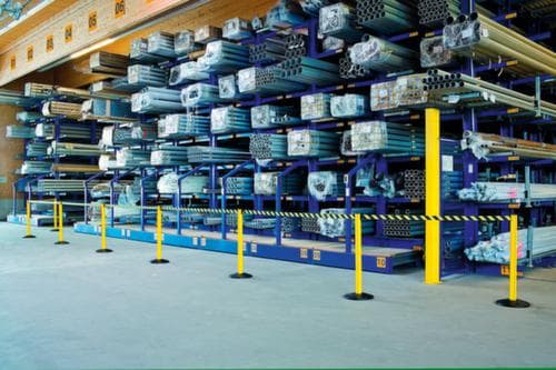 Afzetpaal Safety met 2 riemen, lengte afzetlint 2,3 m, paal aluminium