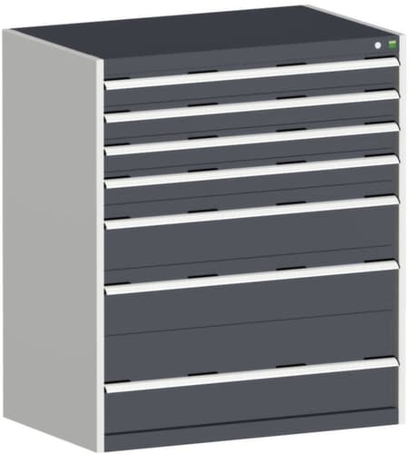 bott Ladekast cubio oppervlak 1050 x 750 mm, 7 lade(n), RAL7035 lichtgrijs/RAL7016 antracietgrijs