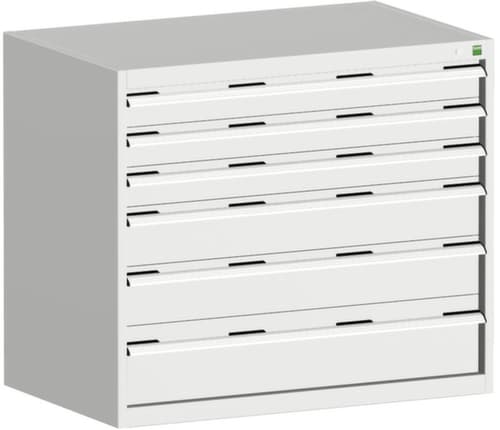 bott Ladekast cubio oppervlak 1050 x 750 mm, 6 lade(n), RAL7035 lichtgrijs/RAL7035 lichtgrijs