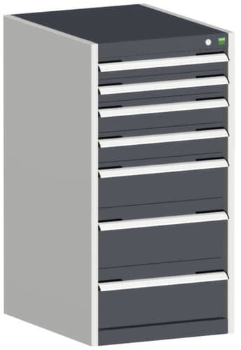 bott Ladekast cubio oppervlak 525 x 525 mm, 7 lade(n), RAL7035 lichtgrijs/RAL7016 antracietgrijs