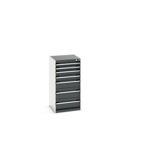 bott Ladekast cubio oppervlak 525 x 525 mm, 7 lade(n), RAL7035 lichtgrijs/RAL7016 antracietgrijs