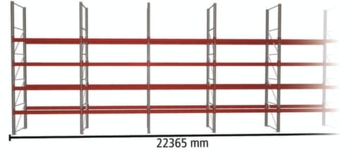 META Palletstelling MULTIPAL voor 120 pallets, 22365 mm breed, 5 opslagniveaus