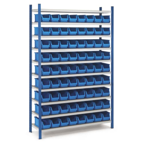 Voordeelpak stelling met sterke magazijnbakken 4 L blauw