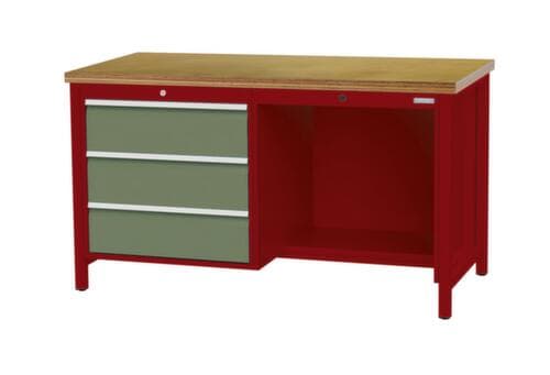 Bedrunka + Hirth Werkbank, 3 laden, 1/2 legbord